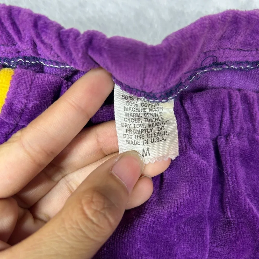 Vintage LA Lakers Velvet Track Pants‎ Men Purple Elastic Waist USA Made - Medium